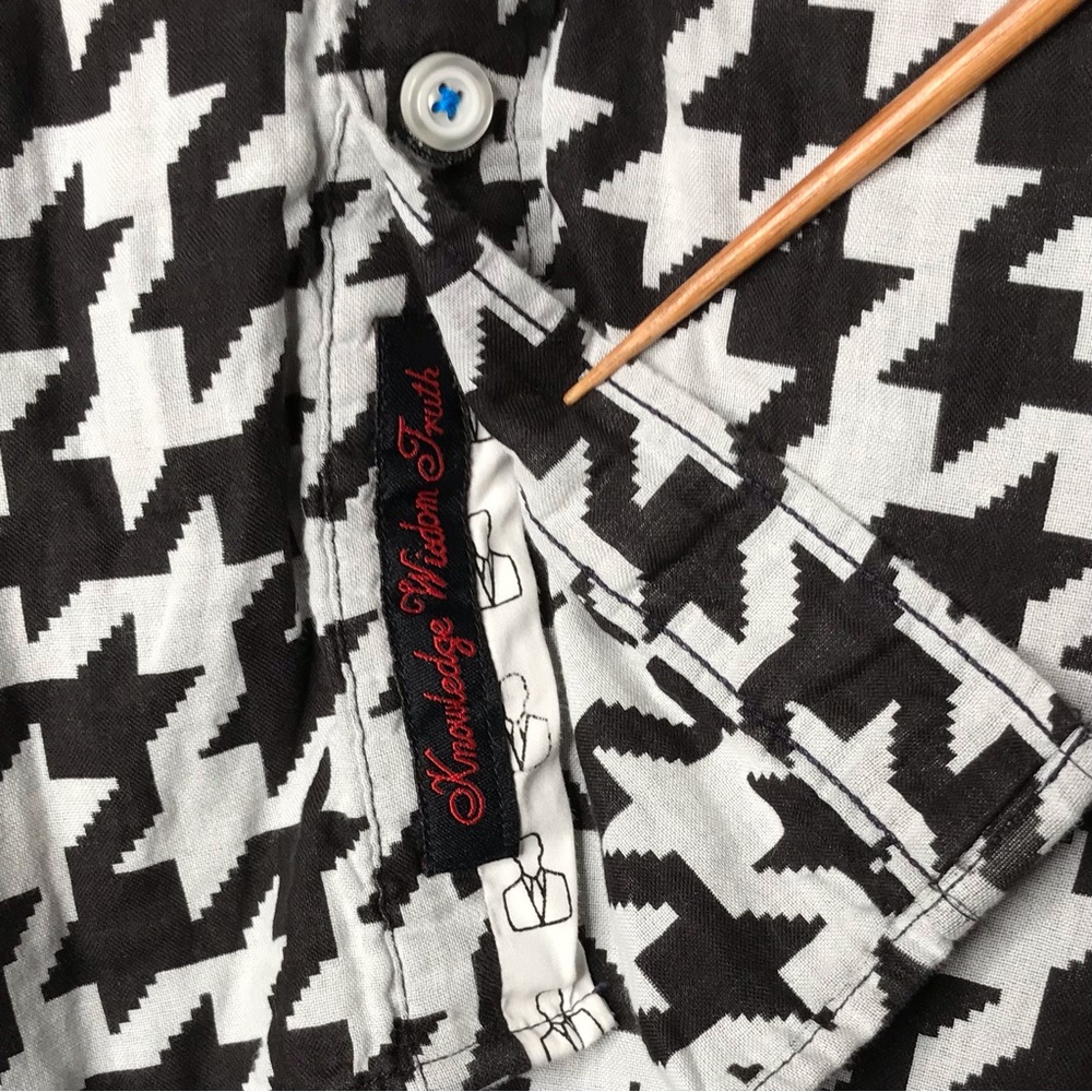 Robert Graham Multicolour Houndstooth Button Front Shirt Long Sleeve Men's Large - Picture 8 of 15